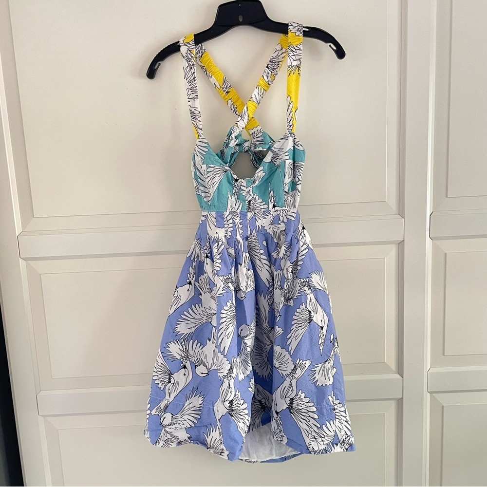 Blue Tropical Print Tie-Back Maeve Sundress - Picture 4 of 15